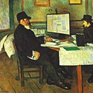 workers managing a social media calendar
